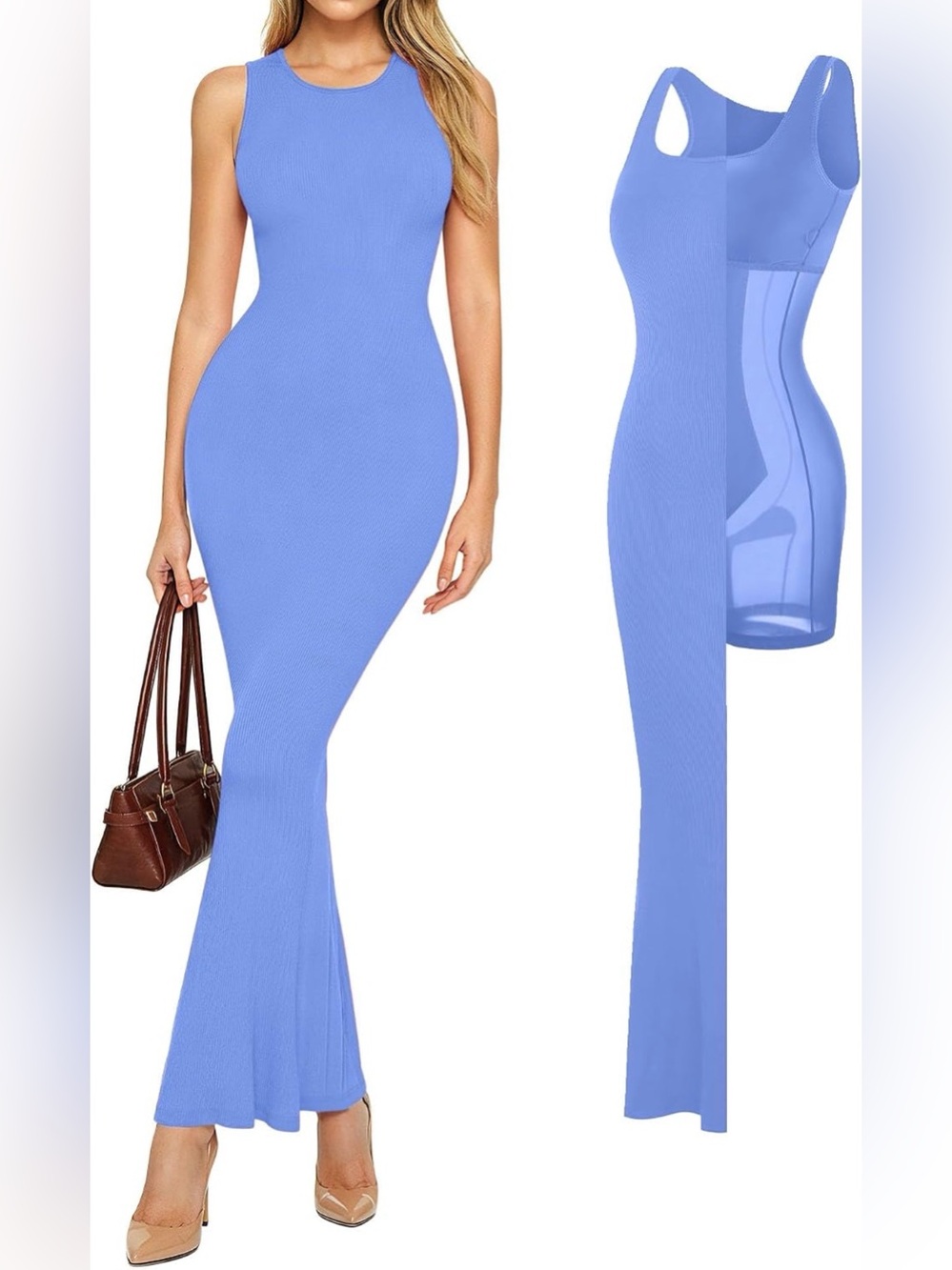 Popilush Sleeveless Bodycon Maxi Dress in Periwinkle XL